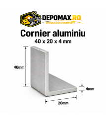 Cornier aluminiu 40 x 20 x 4 mm, 6 metri (EN AW-6060)